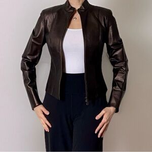 Danier Women’s Rich Dark Brown Leather Jacket - XS (Petite)